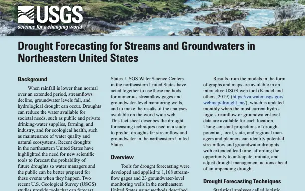 Drought forecasting for streams and groundwaters in northeastern United States
