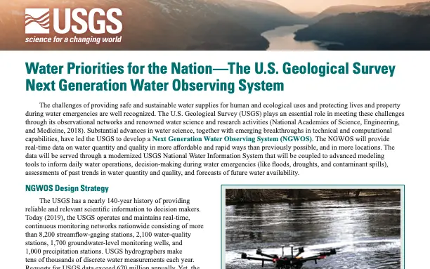 Water Priorities for the Nation—The U.S. Geological Survey Next Generation Water Observing System