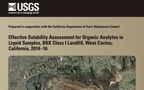 Effective Solubility Assessment for Organic Analytes in Liquid Samples, BKK Class I Landfill, West Covina, California, 2014-16